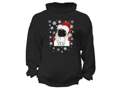 XtraFly Apparel Let It Snow Pug Ugly Christmas Hooded-Sweatshirt Pullover Hoodie