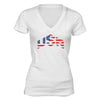 XtraFly Apparel Women's American Flag Distressed 4th of July V-neck Short Sleeve T-shirt