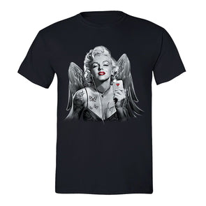 XtraFly Apparel Men's Selfie Angel Wings Marilyn Monroe Crewneck Short Sleeve T-shirt