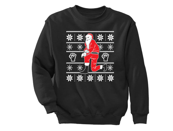 XtraFly Apparel Kneeling Santa Ugly Christmas Pullover Crewneck-Sweatshirt