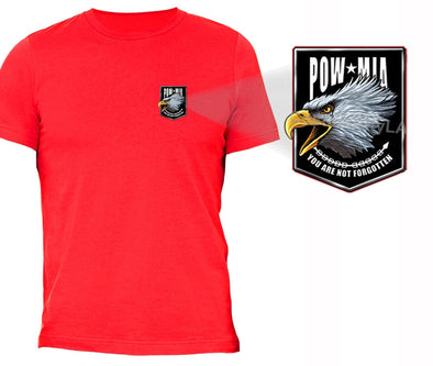 XtraFly Apparel Men's Eagle Pocket Military Pow Mia Crewneck Short Sleeve T-shirt