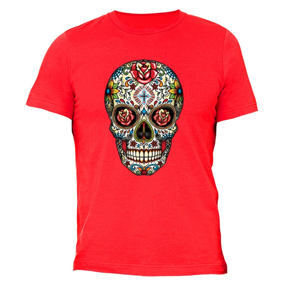 XtraFly Apparel Men's Muerte Cross Sugarskull Skulls Day Of Dead Crewneck Short Sleeve T-shirt