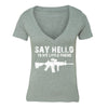 XtraFly Apparel Women's Say Hello Rifle 2nd Amendment V-neck Short Sleeve T-shirt