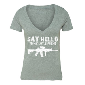 XtraFly Apparel Women's Say Hello Rifle 2nd Amendment V-neck Short Sleeve T-shirt