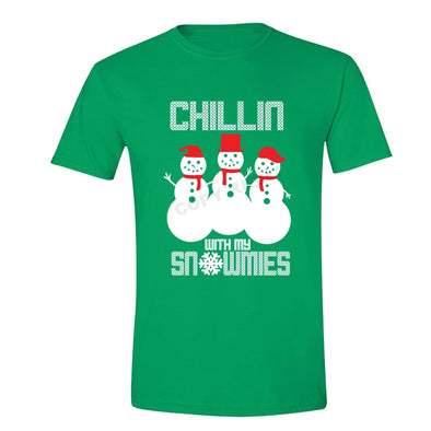 XtraFly Apparel Men's Chillin with My Snowmies Ugly Christmas Crewneck Short Sleeve T-shirt