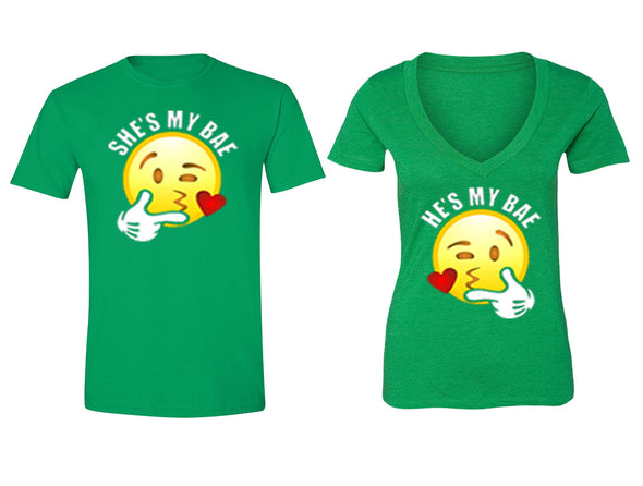 XtraFly Apparel Emoji Bae Heart Valentine's Matching Couples Short Sleeve T-shirt