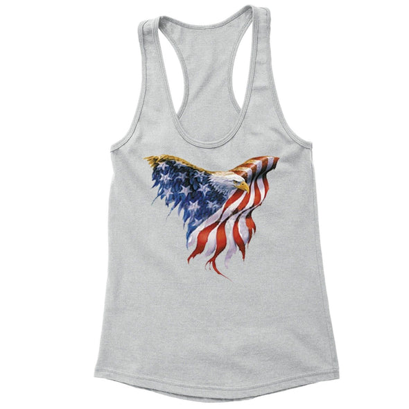 XtraFly Apparel Women's American Flag Distressed 4th of July Racer-back Tank-Top