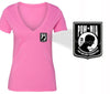 XtraFly Apparel Women's Not Forgotten Pocket Military Pow Mia V-neck Short Sleeve T-shirt