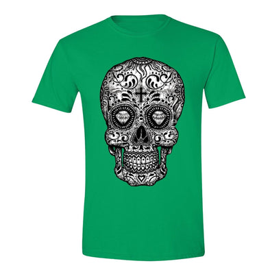 XtraFly Apparel Men's Diamond Cross Muerte Skulls Day Of Dead Crewneck Short Sleeve T-shirt