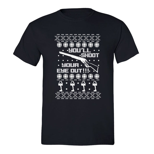XtraFly Apparel Men's You'll Shoot Your Eye Out Ugly Christmas Crewneck Short Sleeve T-shirt