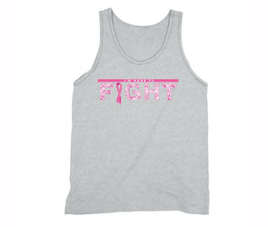 XtraFly Apparel Men's I'm Here to Fight Pink Breast Cancer Ribbon Tank-Top