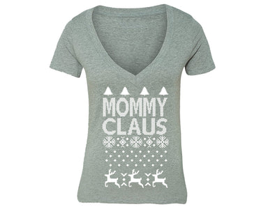 XtraFly Apparel Women's MommyClaus Santa Ugly Christmas V-neck Short Sleeve T-shirt