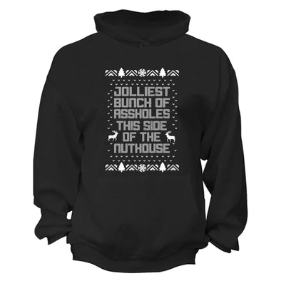 XtraFly Apparel Bunch Assholes of Nuthouse Ugly Christmas Hooded-Sweatshirt Pullover Hoodie