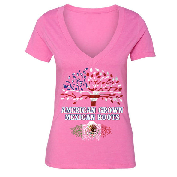 XtraFly Apparel Women's American Grown Mexican Heritage V-neck Short Sleeve T-shirt