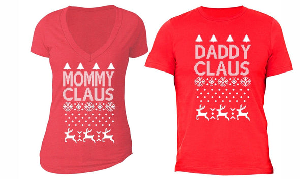 XtraFly Apparel Daddy Mommy Claus Santa Ugly Christmas Short Sleeve T-shirt