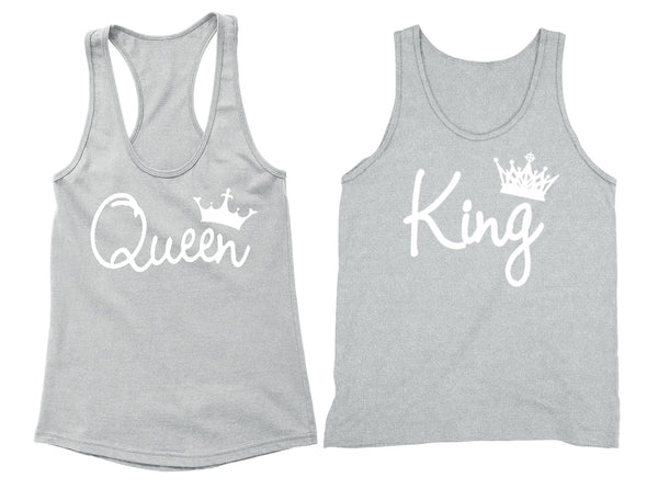 XtraFly Apparel Queen King Reina Rey Valentine's Matching Couples Racer-back Tank-Top