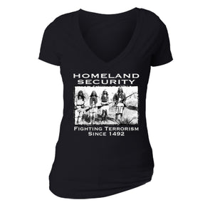 XtraFly Apparel Women's Homeland Security Native 2nd Amendment V-neck Short Sleeve T-shirt