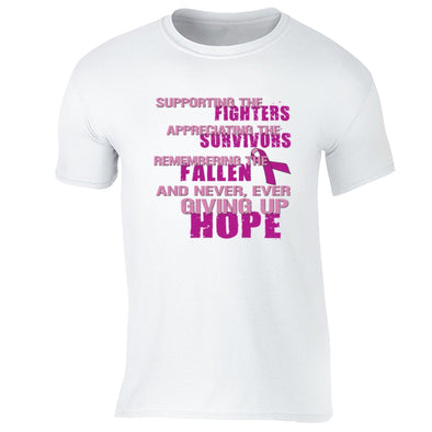 XtraFly Apparel Men's Supporting Fighters Breast Cancer Ribbon Crewneck Short Sleeve T-shirt