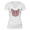 XtraFly Apparel Women's Cat Pussy Cat Pink Tribal Animal V-neck Short Sleeve T-shirt