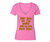 XtraFly Apparel Women's Just Give Me the Candy Halloween Pumpkin V-neck Short Sleeve T-shirt