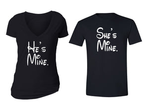 XtraFly Apparel She's He's Mine Valentine's Matching Couples Short Sleeve T-shirt