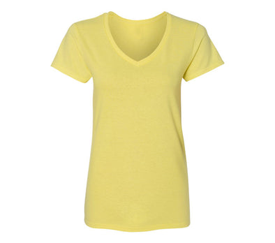 XtraFly Apparel Women's Active Plain Basic V-neck Short Sleeve T-shirt Cornsilk Yellow