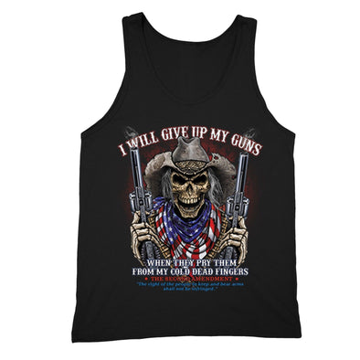 XtraFly Apparel Men's Give up Guns Skull Flag 2nd Amendment Tank-Top