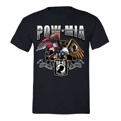 XtraFly Apparel Men's American Eagle Military Pow Mia Crewneck Short Sleeve T-shirt