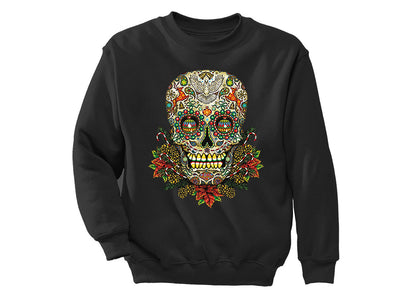 XtraFly Apparel Sugar Skull Tree Ugly Christmas Pullover Crewneck-Sweatshirt