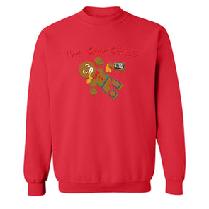 XtraFly Apparel Gingerbread I'm Smashed Ugly Christmas Pullover Crewneck-Sweatshirt