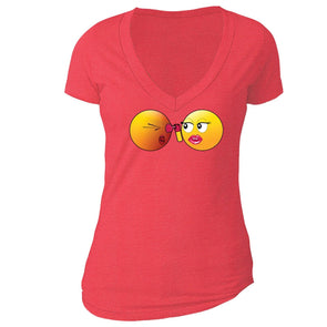 XtraFly Apparel Women's Emoji Pepper Spray Novelty Gag V-neck Short Sleeve T-shirt