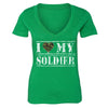 XtraFly Apparel Women's I Love Soldier Camo Military Pow Mia V-neck Short Sleeve T-shirt