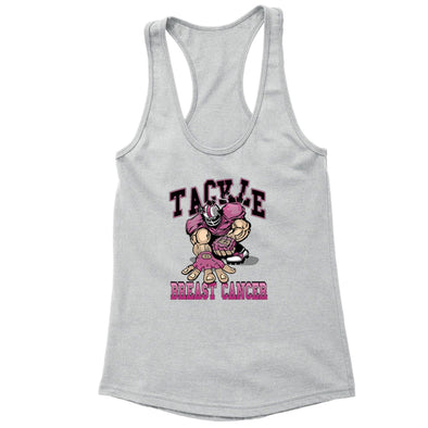 XtraFly Apparel Women's Tackle Pink Player Breast Cancer Ribbon Racer-back Tank-Top