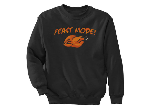 XtraFly Apparel Feast Mode Turkey Gobble Thanksgiving Pullover Crewneck-Sweatshirt