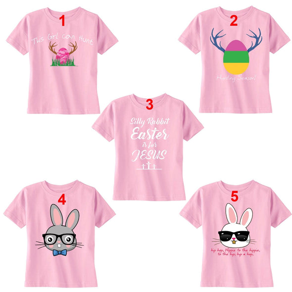 XtraFly Apparel Girls Easter Bunny Rabbit Crewneck Short Sleeve T-shirt