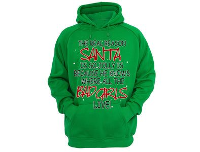 XtraFly Apparel Jolly Santa Elf Ugly Christmas Hooded-Sweatshirt Pullover Hoodie