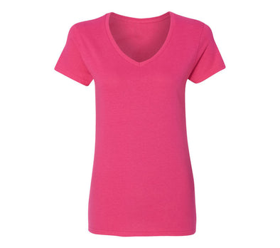 XtraFly Apparel Women's Active Plain Basic V-neck Short Sleeve T-shirt Heliconia Hot Pink