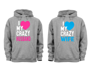 XtraFly Apparel Love Husband Wife Valentine's Matching Couples Hooded-Sweatshirt Pullover Hoodie