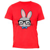 XtraFly Apparel Men's Rabbit Nerd EyeGlasses Easter Crewneck Short Sleeve T-shirt