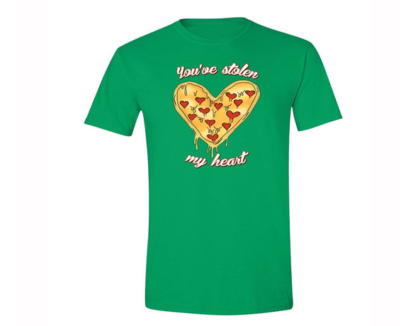 XtraFly Apparel Men's You've Stolen My Heart Pizza Novelty Gag Crewneck Short Sleeve T-shirt