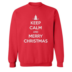 XtraFly Apparel Keep Calm And Merry Ugly Christmas Pullover Crewneck-Sweatshirt