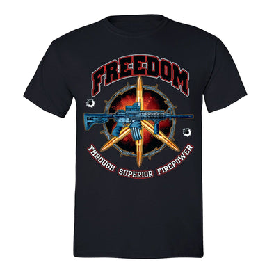 XtraFly Apparel Men's Freedom Firepower Rifle 2nd Amendment Crewneck Short Sleeve T-shirt