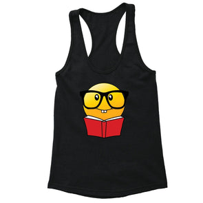 XtraFly Apparel Women's Emoji Nerd Bookworm Novelty Gag Racer-back Tank-Top