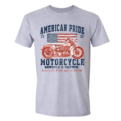 XtraFly Apparel Men's Repair Motorcycle Flag American Pride Crewneck Short Sleeve T-shirt