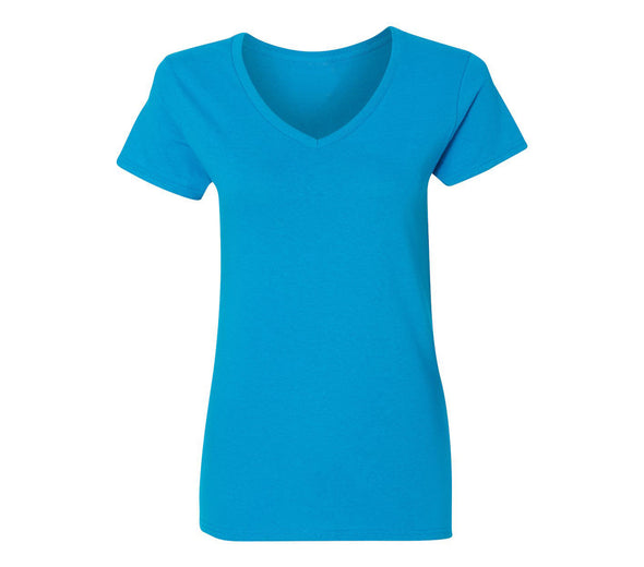 XtraFly Apparel Women's Active Plain Basic V-neck Short Sleeve T-shirt Sapphire Turquoise Blue