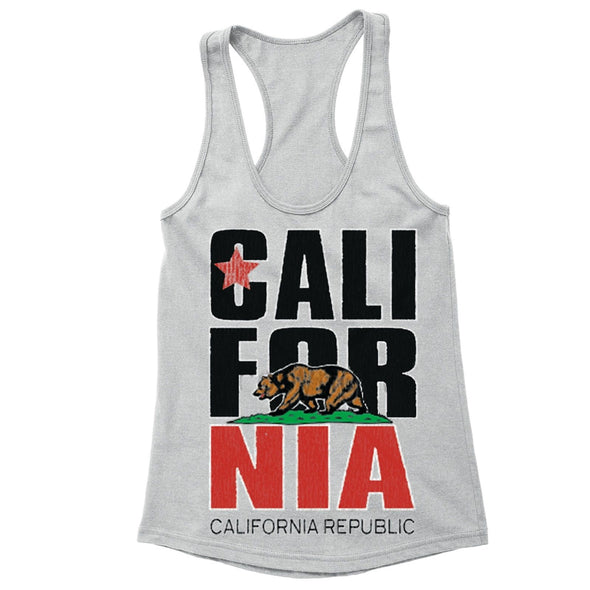 XtraFly Apparel Women's Stacked Cali Bear California Pride Racer-back Tank-Top