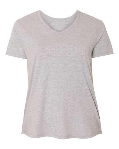 XtraFly Apparel Women's Plus Size Active Plain Basic V-neck Short Sleeve T-shirt Gray