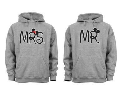 XtraFly Apparel Mr Mrs Ears Valentine's Matching Couples Hooded-Sweatshirt Pullover Hoodie