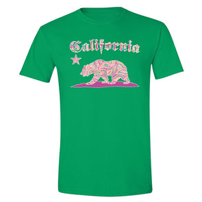 XtraFly Apparel Men's Paisley Pink Bear CA California Pride Crewneck Short Sleeve T-shirt