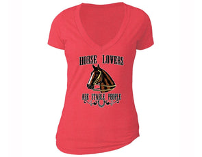 XtraFly Apparel Women's Horse Lovers Stable People Novelty Gag V-neck Short Sleeve T-shirt